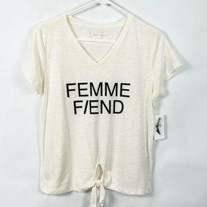 Jessica Simpson NWT femme fiend tie front tee T-shirt women’s size medium
